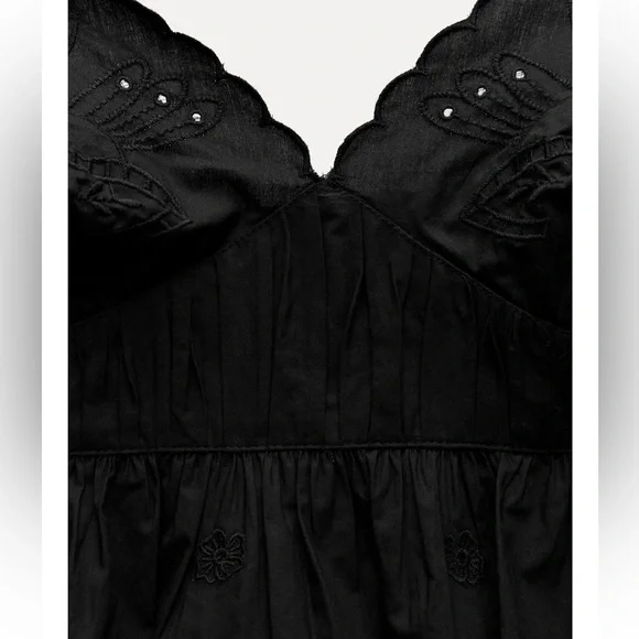 Zara Embroidered Black Lace Cami Top - Picture 4 of 9